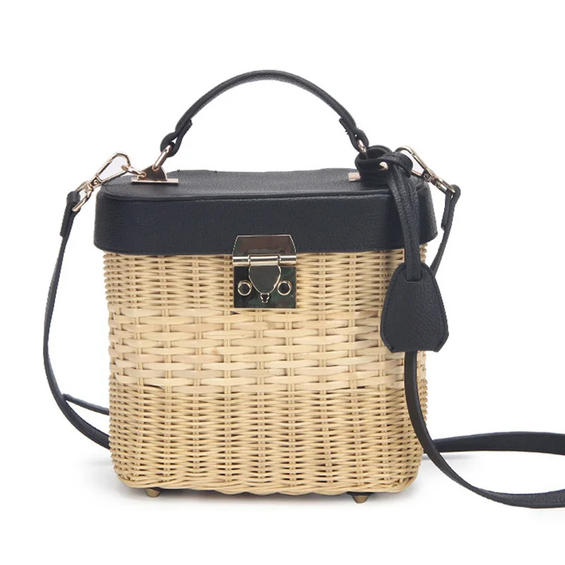 New Women Fahsion Straw Rattan Bag INS Popular Female Handmade Knitting Handbag Lady Weave Travel Shoulder Bag Braid Tote SS3419 (9)