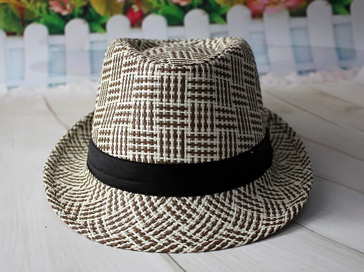 10 шт shipping2015A-455 Зебра% бумаги fedora человек женский джаз шляпа, солнце пляж шляпа chapeu feminino Панамы
