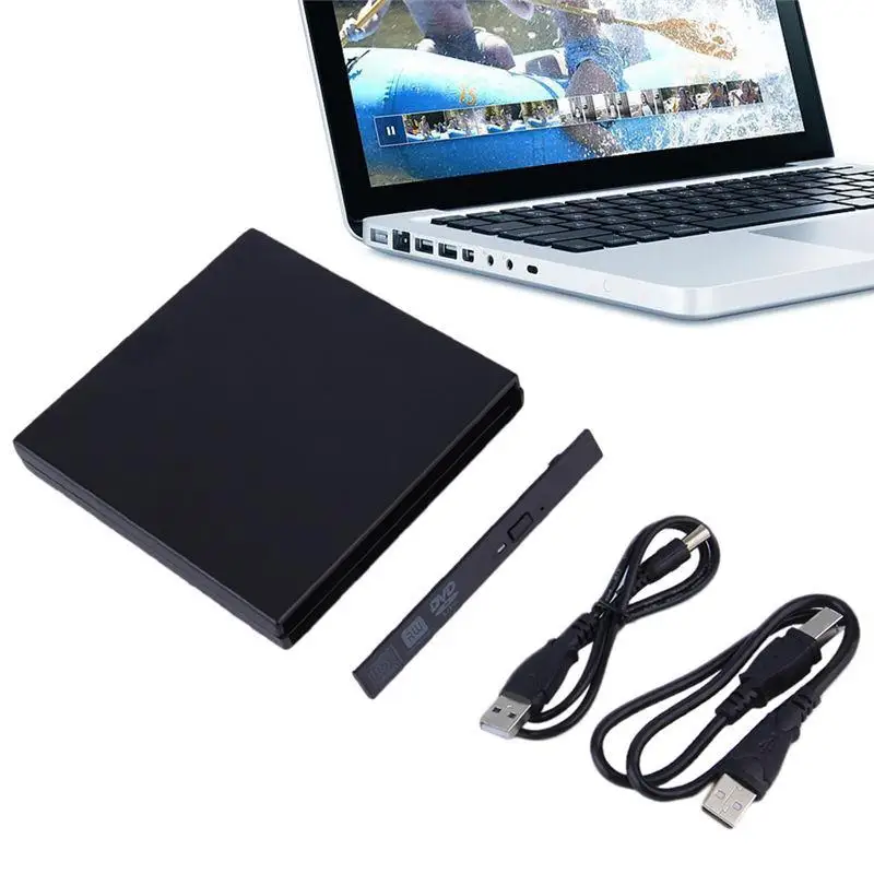 AMZDEAL тонкий жесткий USB 2,0 SATA 12,7 мм внешний CD/VCD/корпус для DVD CD-ROM чехол для ноутбука оптический привод