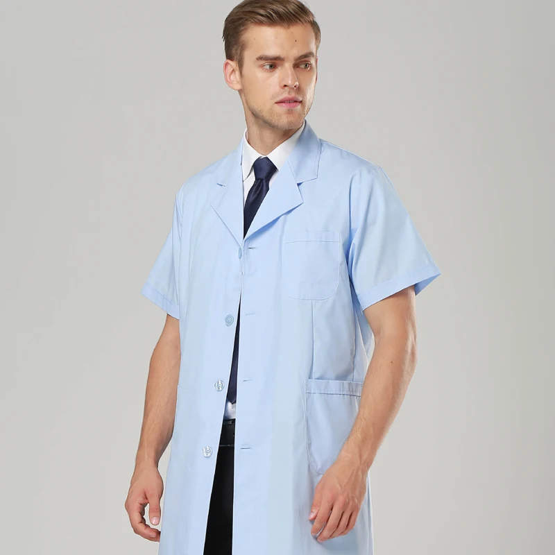 White Coat Summer Short sleeved Doctor's Suit White Coat Lab Coat Men