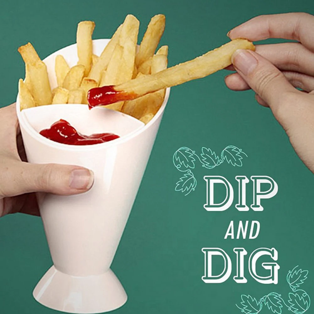 Посуда для закуски в виде конуса Стенд+ удалить Dip Держатель для картофеля фри чипсы палец еды горячей - Color: White