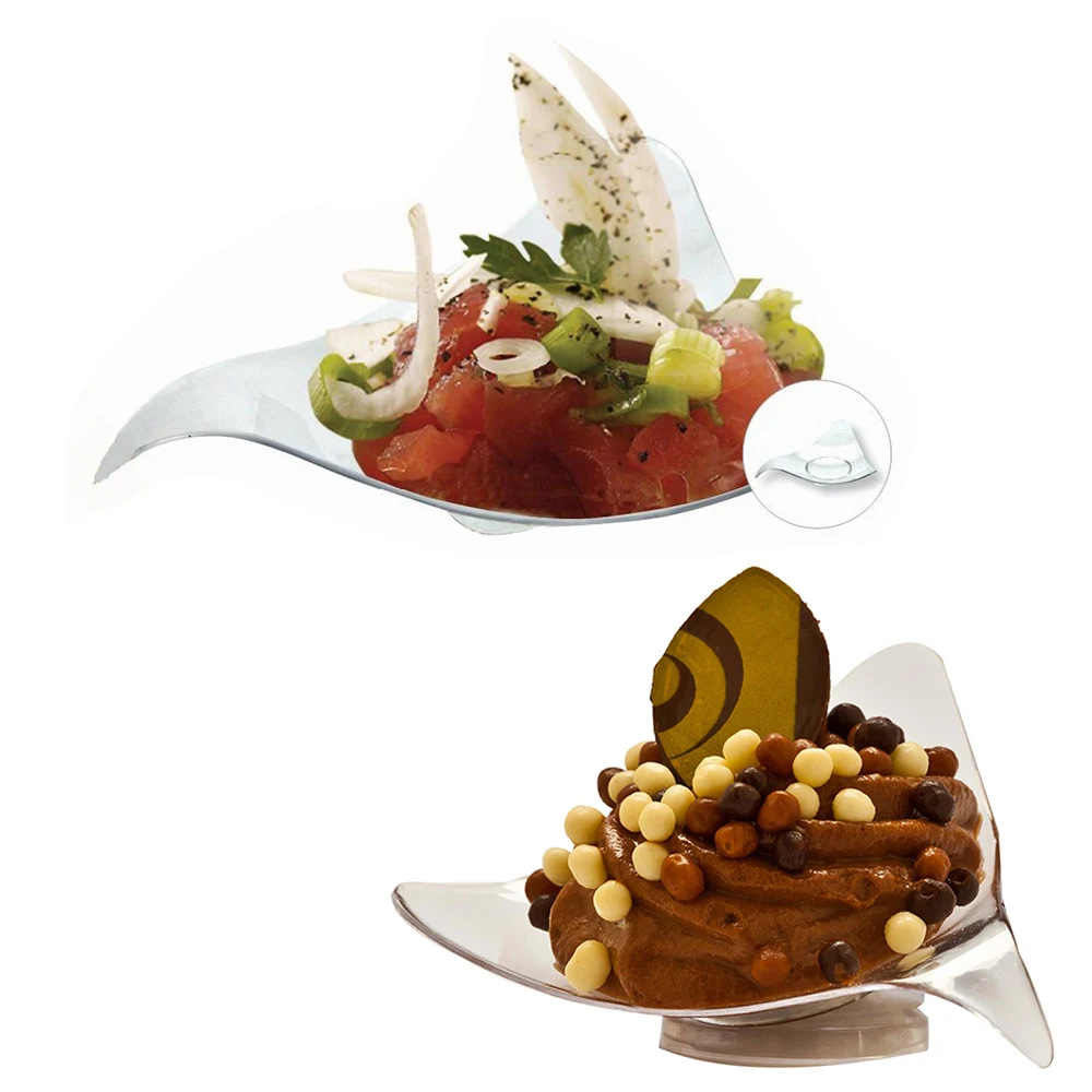 24pcs Disposable mini plastic plates Clear Triangular Canape Dishes