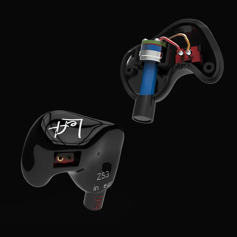 KZ ZS3 1DD эргономичный съемный кабель наушники в ухо аудио мониторы шумоизоляция HiFi музыка спортивные наушники с микрофоном