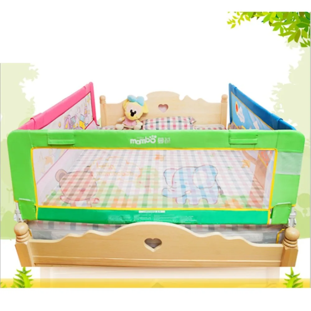 

Infant Safety Bed 1.5/1.8 M Guardrail Heightening Bed Fence Suitable For Universal Bed Green Fat Elephant Pattern