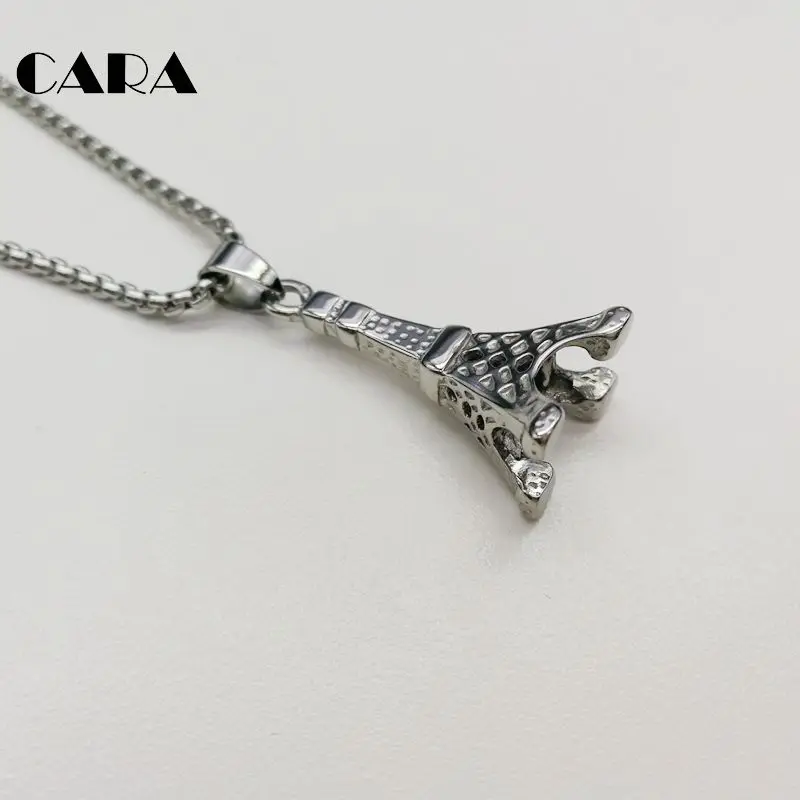 New Gold Color Eiffel tower pendant necklace women plated stainless steel Eiffel tower necklace fashion jewelry CARA0295