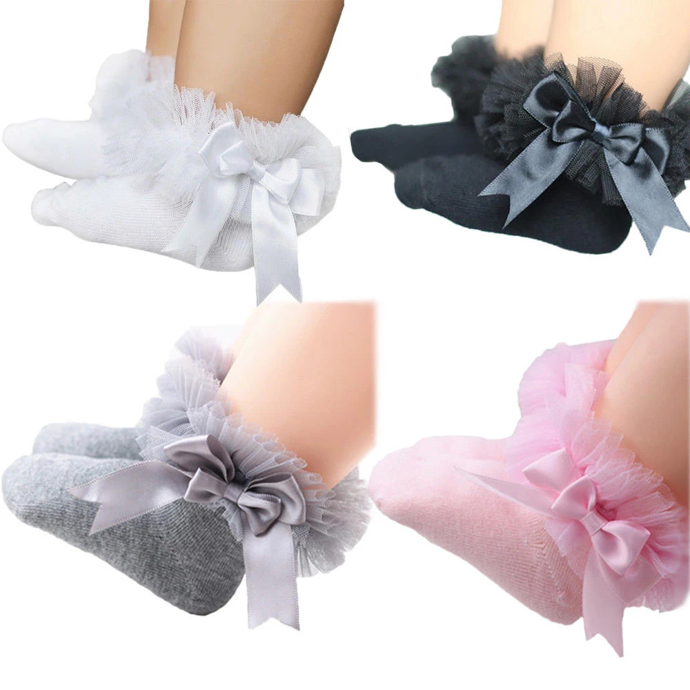 

2018 Infant Newborn Toddler Baby Girls Kids Princess Bowknot Lace Floral Short Socks Cotton Ruffle Frilly Trim Ankle Socks 2-6Y