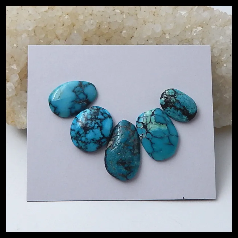 

Wholesale 5 PCS Of Natural Gemstone Turquoise Cabochons,necklace pendant cabochons,21x12x4mm,14x9x4mm,5.7g