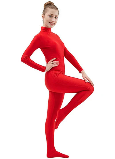 SPEERISE взрослый полный тело Zentai черный лайкра спандекс ноги обтягивающие облегающие комбинезоны костюм для женщин Unitard человек Косплей костюмы - Цвет: Красный