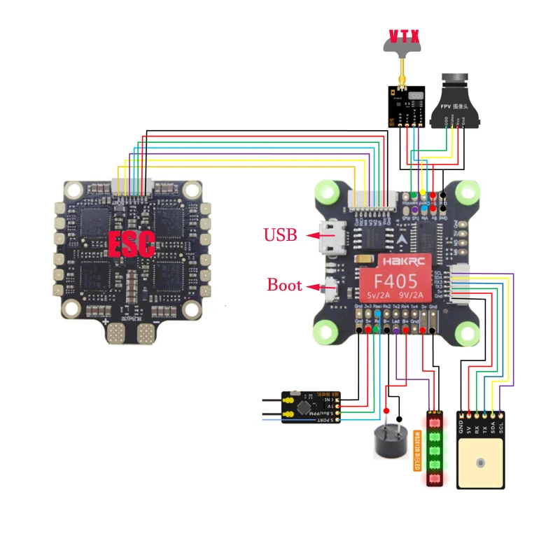 HAKRC F405 OSD BEC 5 V 2A 9 V 1.5A 3 9 S MPU6000 RC FPV DIY 2255 Moshobby