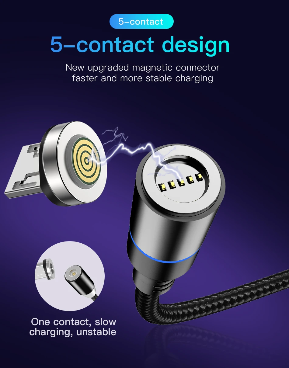 !ACCEZZ 3A Magnetic Cable Fast Charging Data Sync Micro USB Type C Charge Cable For iPhone X XS MAX XR Samsung Xiaomi Redmi Cord (4)