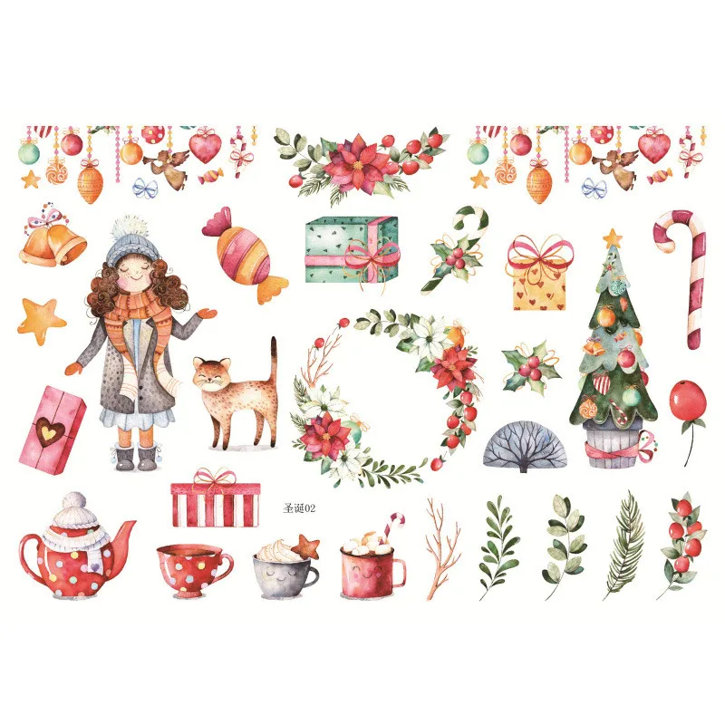 

A5 Santa Claus /Christmas Tree /Christmas Elk /Snowman /Uncut Decoration Sticker DIY Planner Diary Scrapbooking Album Sticker