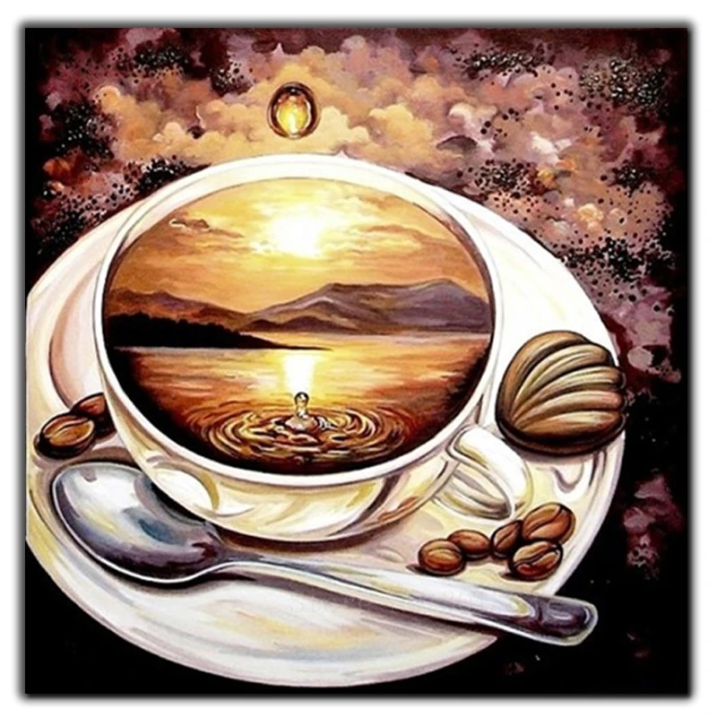 

Diy Diamond Painting Cross Stitch Bowl Reflection The Scenery Needlework Diamond Embroidery Full Square Mosaic Decoration Resin
