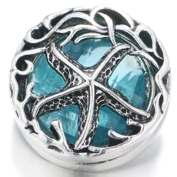 

JaynaLee 20mm Blue Crystal Starfish Ginger Snap Charm Fit Snaps Interchangeable Jewelry for women men gifts GJS8028