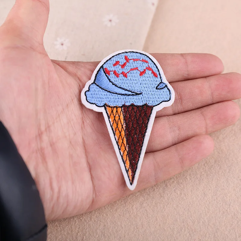 50pcs/lot Fun Embroidery Patches for Clothing Heat Transfer Diy Cute Decoration Flower Ice Cream Cartoon Sewing Accessories