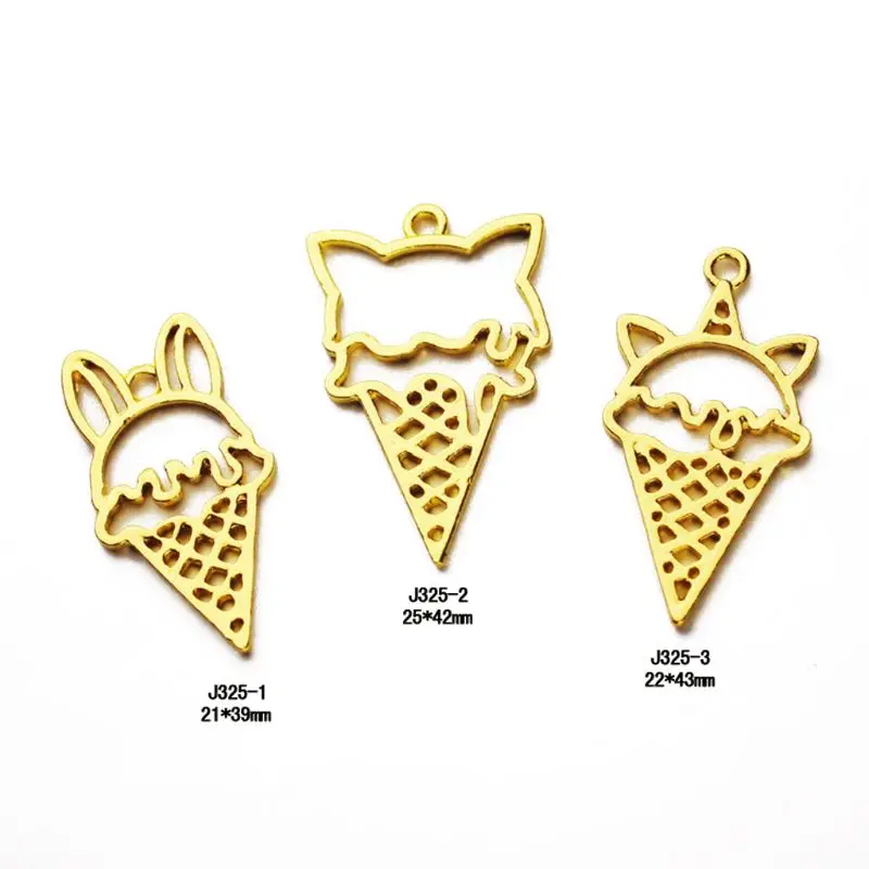 

3Pcs Ice Cream Blank UV Resin Frame Pendant Open Bezel Setting Jewelry Making