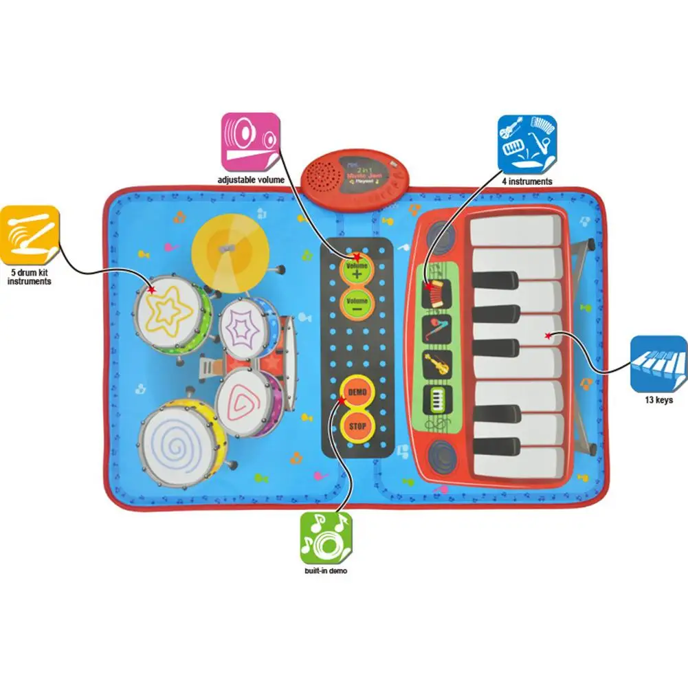 Детский танцевальный коврик Домашний Многофункциональный джазовый барабан электрическая игрушка-пазл для раннего развития Музыкальный