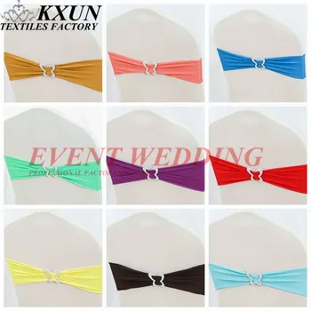 

Wholesale Price Lycra Band Spandex Chair Sash Tie Bow With Butterfly Buckle For Chair Cover Decorate Event Party Wedding