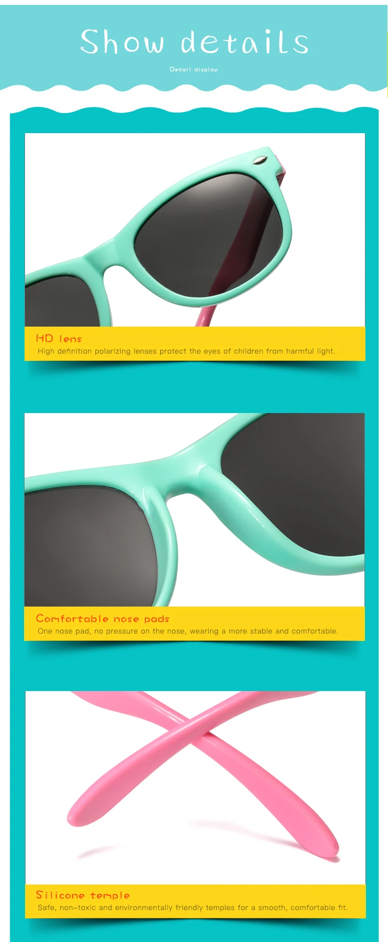 Flexible Polarized Kids Sunglasses Children's Sun Glasses for Baby Sunglasses Girls Boys Eyeglasses 1.5-11 Years Kids Glasses