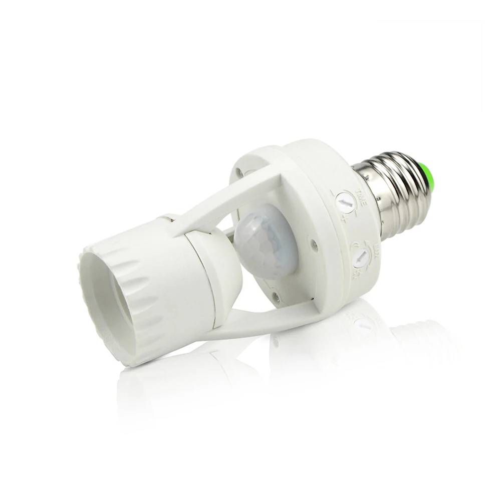 

1Pcs AC110V 220V PIR Infrared Motion Sensor E27 Led Light Lamp Base Holder Bulb Socket 360 Degrees Detection Day & Night 2 Modes