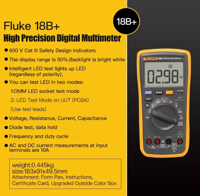 Fluke F15B+ цифровой мультиметр высокоточный автоматический портативный мультиметр