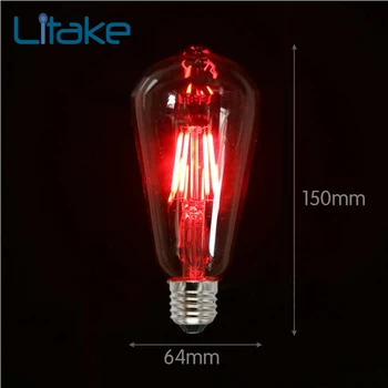 

Litake E27 Retro Decorative LED Edison Light Bulb Screw Cap Pub Bar Ambient Filament Lamp Bulb Red Blue Pink Green