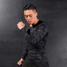 С длинным рукавом быстросохнущая Для мужчин Бодибилдинг футболка Running Лонгсливы для бега с круглым вырезом и длинными рукавами Фитнес облегающие футболки для Для мужчин