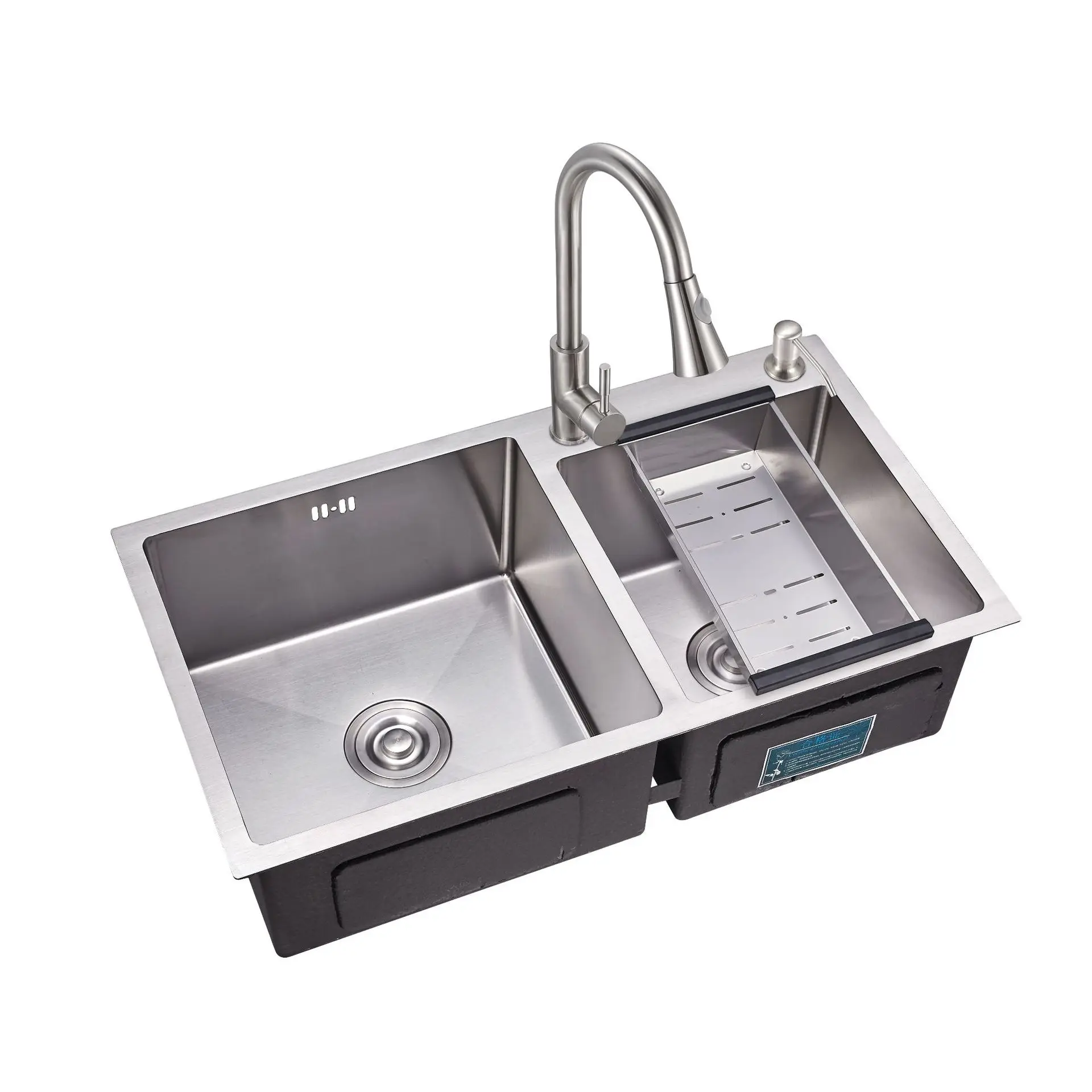 

sink the slot thickening 3 mm manual package SUS304 stainless steel kitchen sink basins bouble bowl kitchen sink with faucet