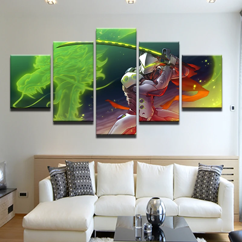 Холст печатных фотографии 5 шт. Wall Art плакат Overwatch Ace игры картина домашний декор