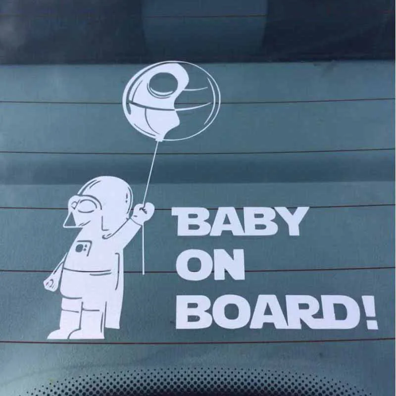1pc SEEYULE Refective Car Sticker Baby on Board Cute Star Wars Jedi Car Styling Safety Warning Sticker for VW Golf Passat Audi