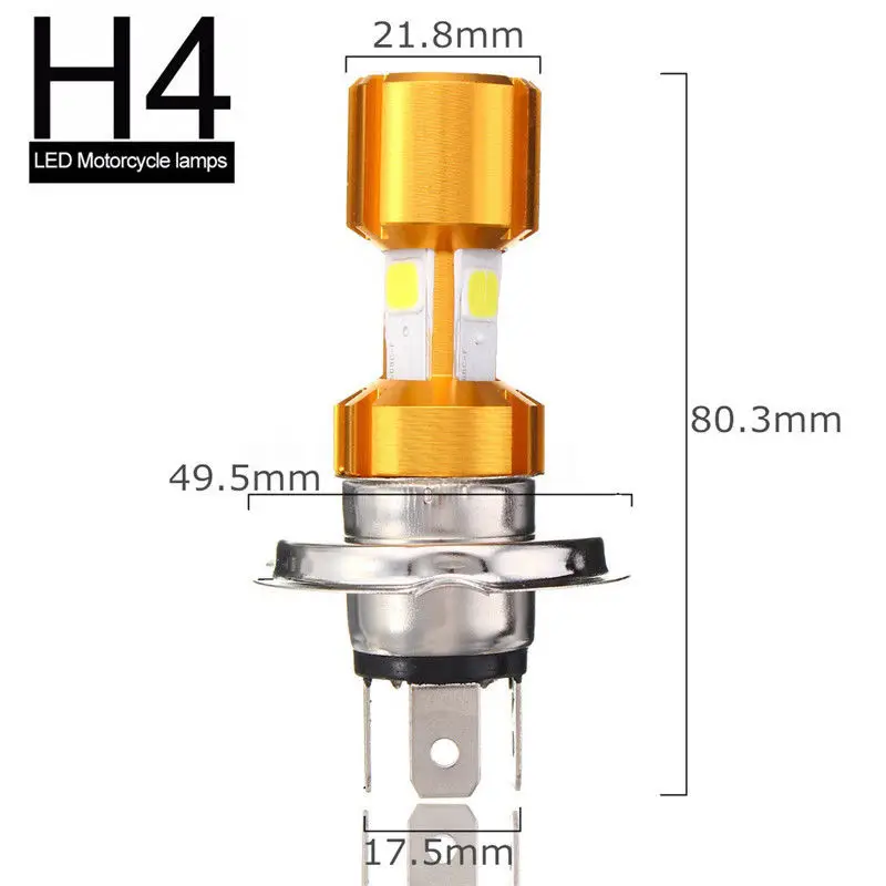 JX-LCLYL 1pc H4 COB LED Motorcycle Hi-Lo Beam Headlight Head Light Lamp Bulb 6500K
