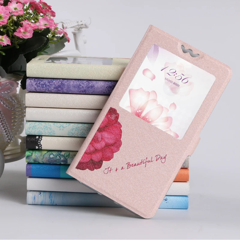 

For Lenovo A1000 A 1000 Luxury Painted Patterns Unique Buckle Design Holster Flip PU Leather Case With Slim View Window