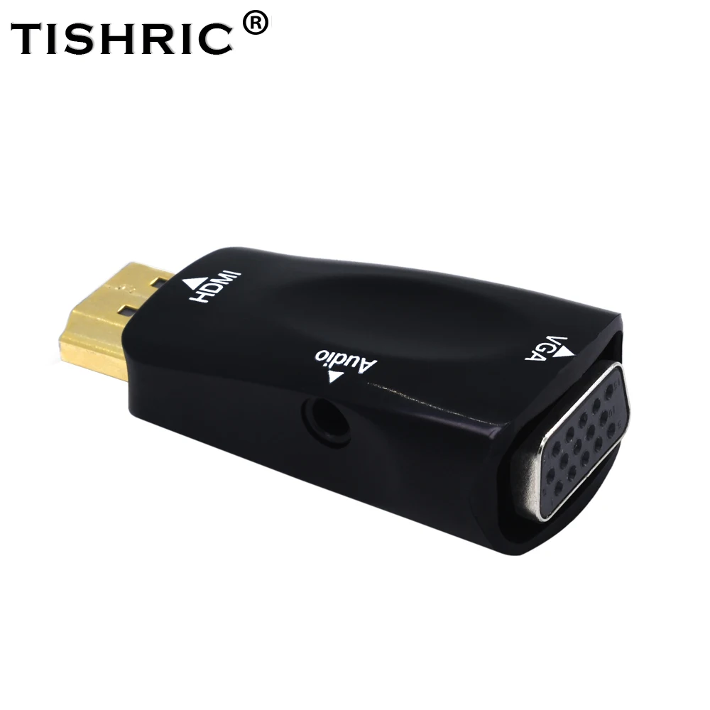 Адаптер/преобразователь/кабель TISHRIC HDMI в VGA с поддержкой аудио HD 1080P для ПК
