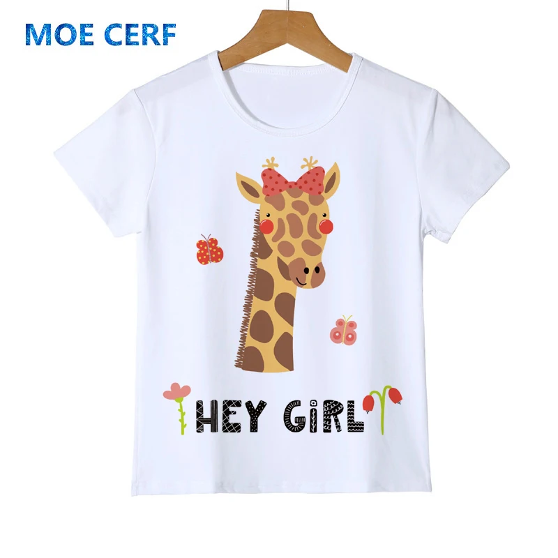 

Kid Fashion 3D Kawai Giraffe Design T shirt Summer Cool Boy/Girl/Baby Novelty Tops Lady Casual Short Sleeve butterfly Tee Y14-30