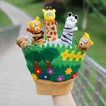 Crianças animais dos desenhos animados fantoches de mão fantoches de dedo para crianças bebê animais luvas bonecas brinquedos histórias de dormir fantoche família jogo