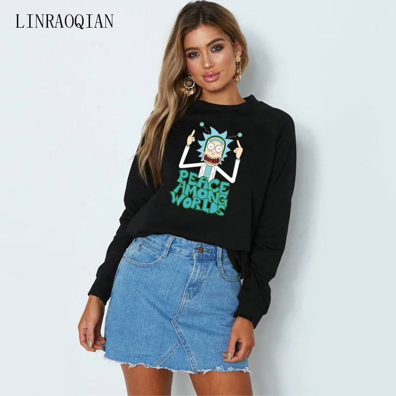

Fashion Harajuku PEACE AMONG WORLDS Hoodies Women Cotton Long Sleeve O-neck Sweatshirt Women Black White Hoodie Sudadera Mujer