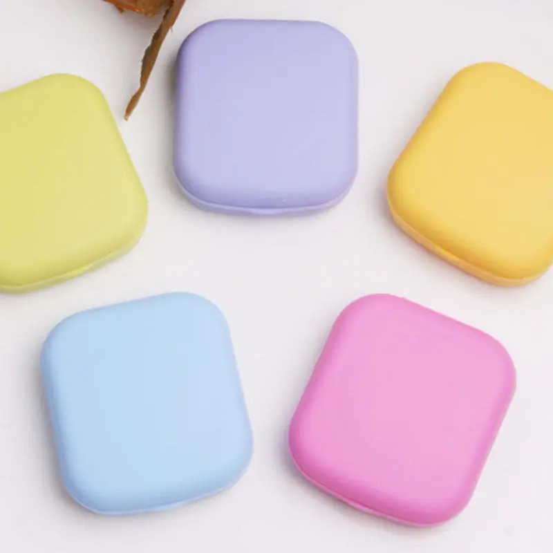 New Mini Square Contact Lens Case Travel Kit Easy Carry Mirror Container Holder
