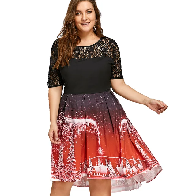 Gamiss Christmas Party Lace Panel Dress Plus Size XL 5XL Rockabily Gamiss Christmas Party Lace Panel Dress Plus Size XL-5XL Rockabily Vintage Princess Dress Women - Gamiss Christmas Party Lace Panel Dress Plus Size XL 5XL Rockabily