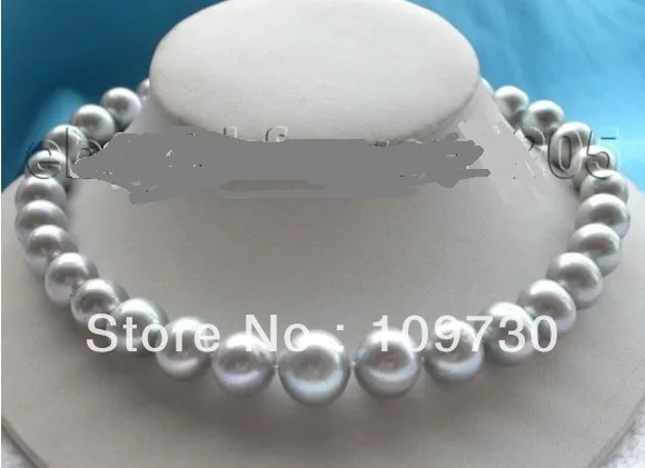 

Jewelry 001286 18" Genuine Natural 12-13mm Gray Round Pearl Necklace