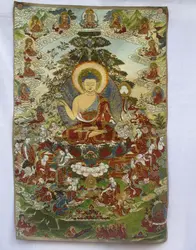 Коллекционные традиционной тибетской Буддизм в Непал танка Будды, Большие размеры Буддизм шелковой парчи живописи p002632