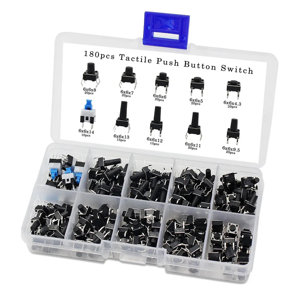 Newest 180Pcs/Set Micro Momentary Tact Tactile Push Button Switch Assortment Kit -- Newest 180Pcs/Set Micro Momentary Tact Tactile Push Button Switch Assortment Kit --