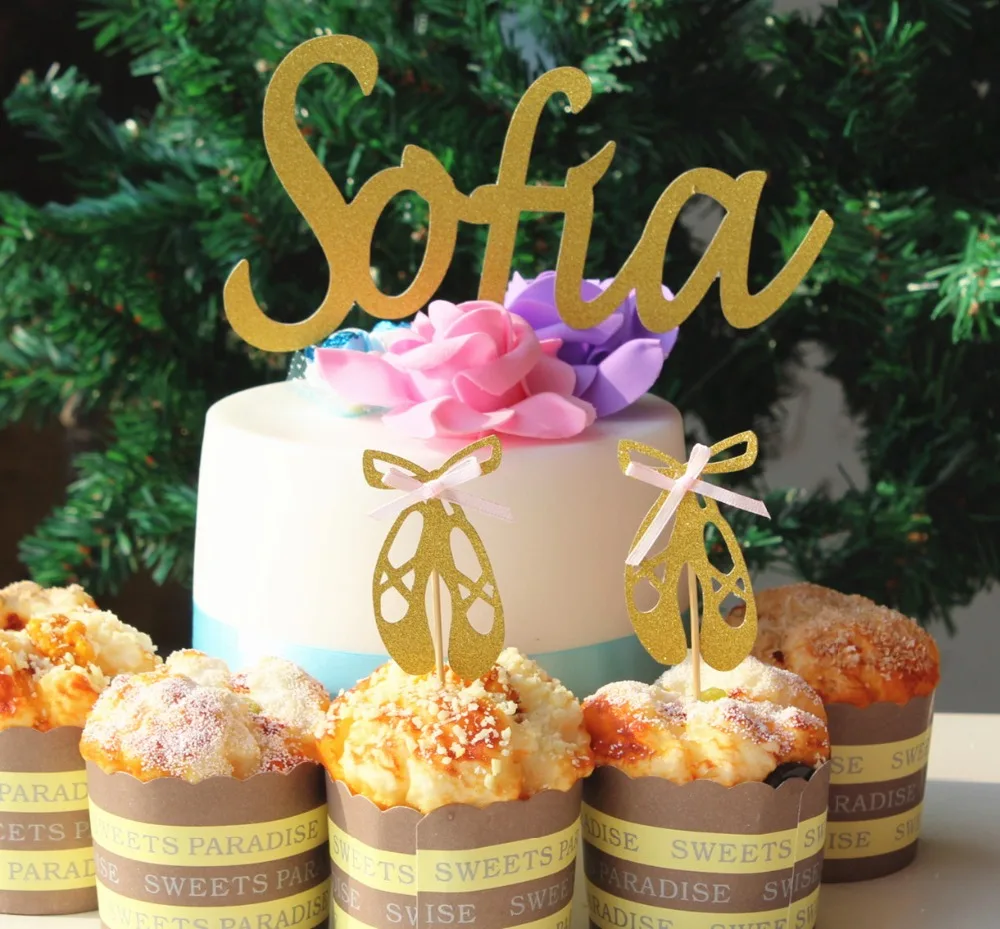 Gallina Personalizado Fiesta Brillo del oro tarjeta Cake Topper Gallina Fiesta Decoración Pasteles