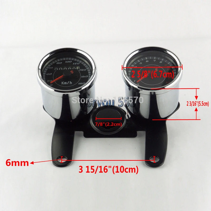 Хромированный Светодиодный спидометр для мотоцикла одометр+ EFI Тахометр Датчик с кронштейном 13000 об/мин для Honda Yamaha все EFI мотоцикл