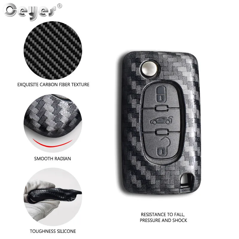 Carbon fiber key cover for CITROEN (2)