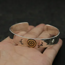 Ретро тайский серебряный маленький лист такахаши Горо ручной работы S925 стерлингового серебра открытые перо принтом в виде птиц для Для мужчин и Для женщин браслет