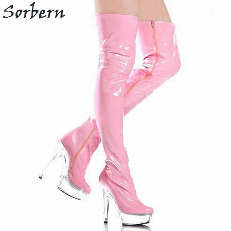 plastic knee high boots