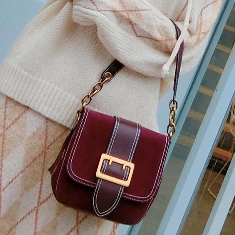 DOYUTIG Европейский стиль женские роскошные сумки через плечо из натуральной кожи классические седла из натурального нубука кожаные сумки на плечо F642