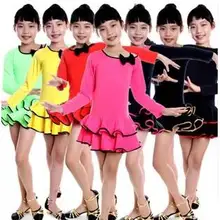 Осенне-зимний детский комплект с бабочкой; 7; одежда с длинными рукавами для латинских танцев; танцевальный купальник