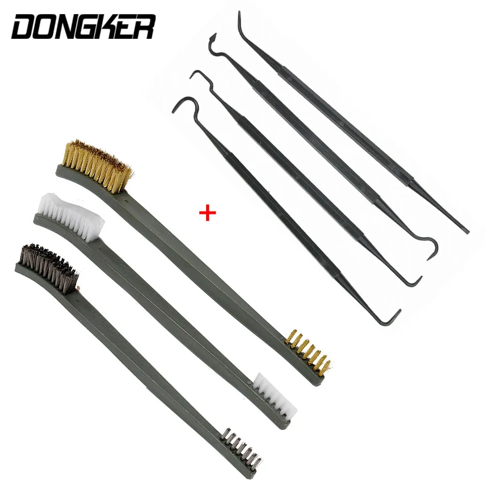 

Universal Hunting Airsoft Gun Cleaning Kit Tactical Rifle Pistol Gun Cleaning Tool 3pcs Steel Wire Brush + 4pcs Nylon Pick Set