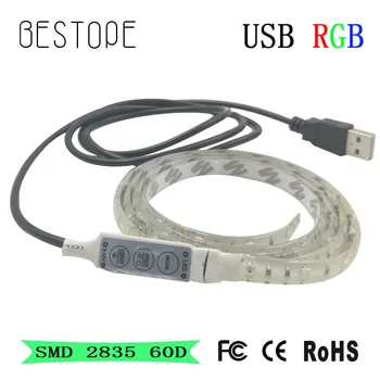 

3528 DC 5V RGB LED Strip Waterproof 60LED/M USB LED Light Strips Flexible Neon Tape 50CM add Remote For TV Background