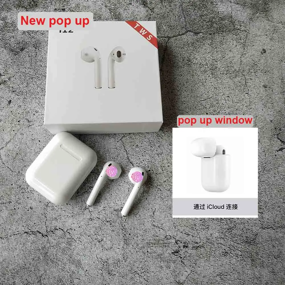 

Pop Up i12 TWS Touch Wireless Bluetooth 5.0 Earphone Earbuds With Charging Box For iPhone Xiaomi huawei PK i7s i14 i10 i30 Tws